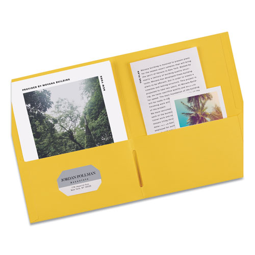 Picture of Two-Pocket Folder, 40-Sheet Capacity, 11 x 8.5, Yellow, 25/Box