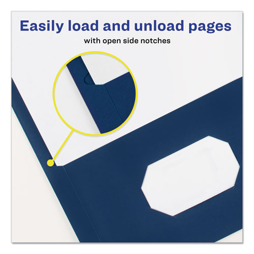 Picture of Two-Pocket Folder, Prong Fastener, 0.5" Capacity, 11 x 8.5, Dark Blue, 25/Box