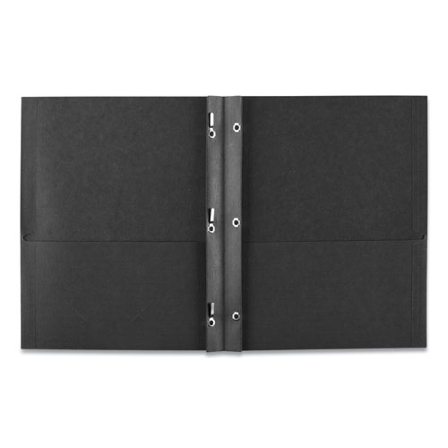 Picture of Two-Pocket Folder, Prong Fastener, 0.5" Capacity, 11 x 8.5, Black, 25/Box