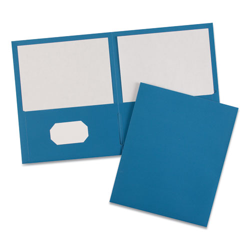 Picture of Two-Pocket Folder, 40-Sheet Capacity, 11 x 8.5, Light Blue, 25/Box