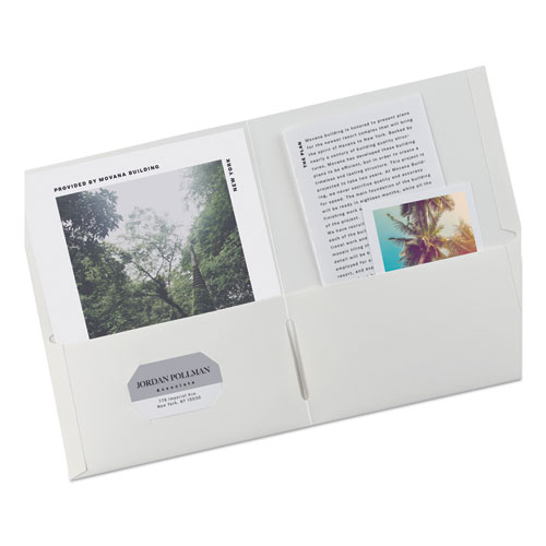 Picture of Two-Pocket Folder, 40-Sheet Capacity, 11 x 8.5, White, 25/Box
