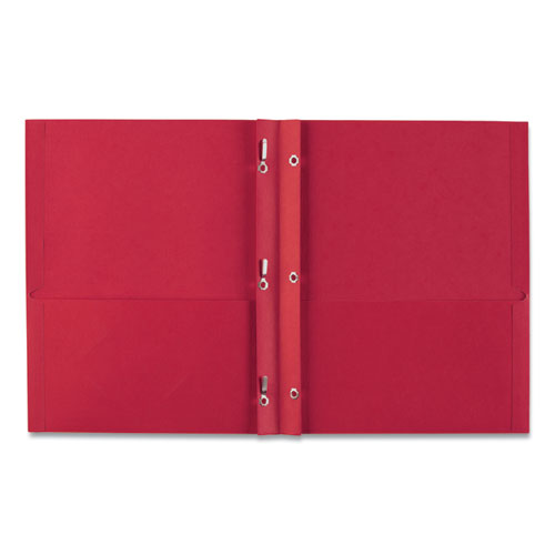 Picture of Two-Pocket Folder, Prong Fastener, 0.5" Capacity, 11 x 8.5, Red, 25/Box