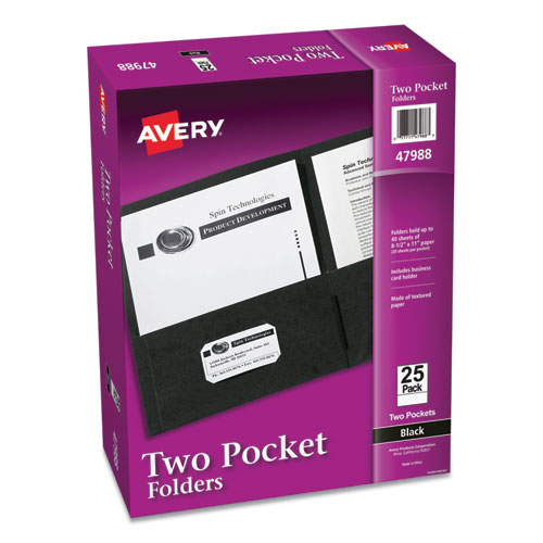 Picture of Two-Pocket Folder, 40-Sheet Capacity, 11 x 8.5, Black, 25/Box