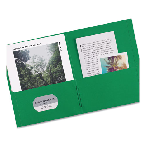 Picture of Two-Pocket Folder, 40-Sheet Capacity, 11 x 8.5, Green, 25/Box