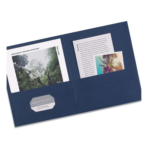 Picture of Two-Pocket Folder, 40-Sheet Capacity, 11 x 8.5, Dark Blue, 25/Box