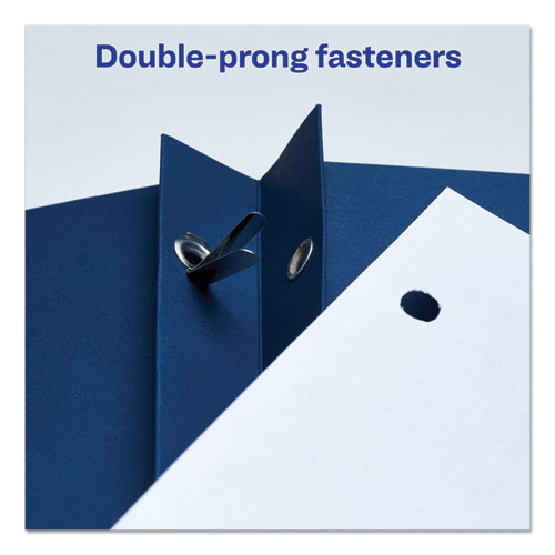 Picture of Two-Pocket Folder, Prong Fastener, 0.5" Capacity, 11 x 8.5, Dark Blue, 25/Box