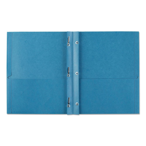 Picture of Two-Pocket Folder, Prong Fastener, 0.5" Capacity, 11 x 8.5, Light Blue, 25/Box