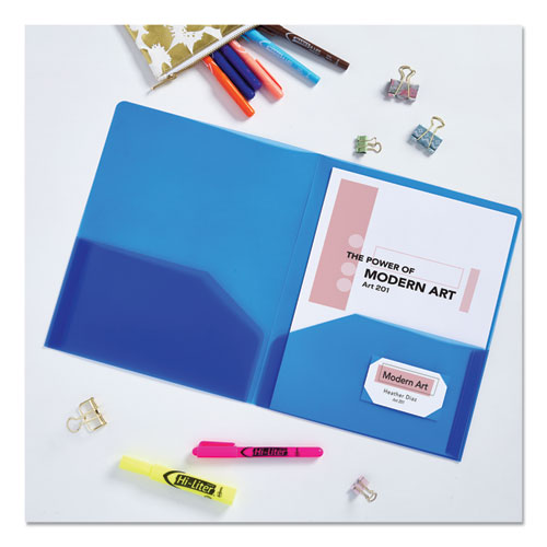 Picture of Plastic Two-Pocket Folder, 20-Sheet Capacity, 11 x 8.5, Translucent Blue