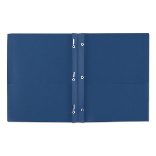 Picture of Two-Pocket Folder, Prong Fastener, 0.5" Capacity, 11 x 8.5, Dark Blue, 25/Box