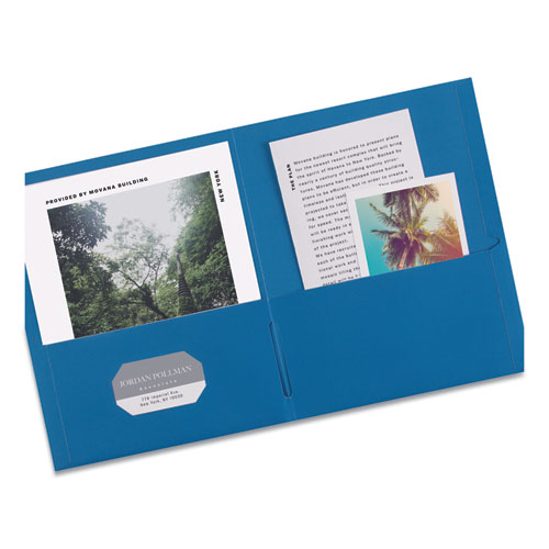 Picture of Two-Pocket Folder, 40-Sheet Capacity, 11 x 8.5, Light Blue, 25/Box