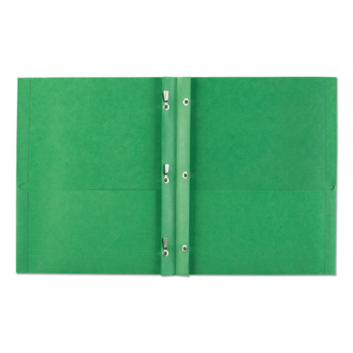 Picture of Two-Pocket Folder, Prong Fastener, 0.5" Capacity, 11 x 8.5, Green, 25/Box