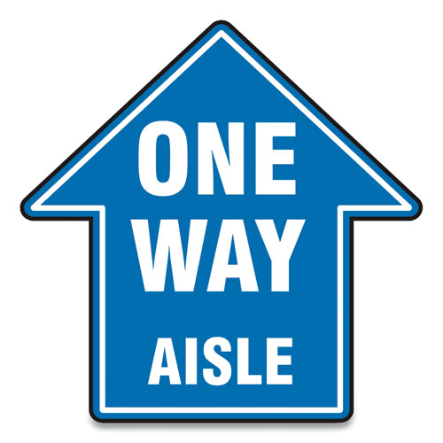 Picture of Slip-Gard Social Distance Floor Signs, 12 x 12, "One Way Aisle", Blue, 25/Pack