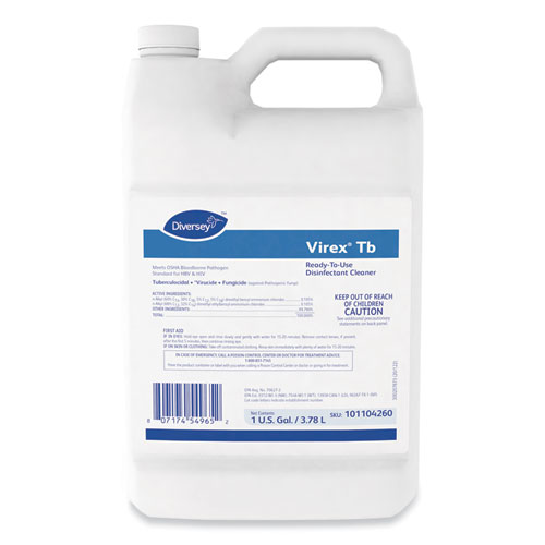 Virex+Tb+Disinfectant+Cleaner%2C+Lemon+Scent%2C+Liquid%2C+1+Gal+Bottle%2C+4%2Fcarton