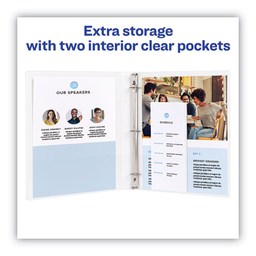 Picture of Heavy-Duty Non Stick View Binder with DuraHinge and Slant Rings, 3 Rings, 0.5" Capacity, 11 x 8.5, White, 4/Pack