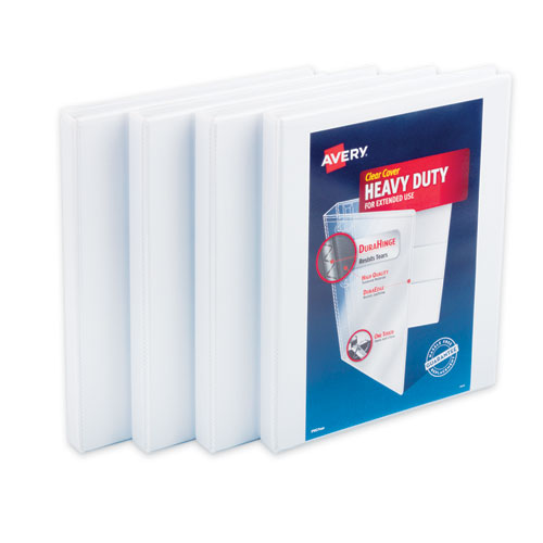 Picture of Heavy-Duty Non Stick View Binder with DuraHinge and Slant Rings, 3 Rings, 0.5" Capacity, 11 x 8.5, White, 4/Pack