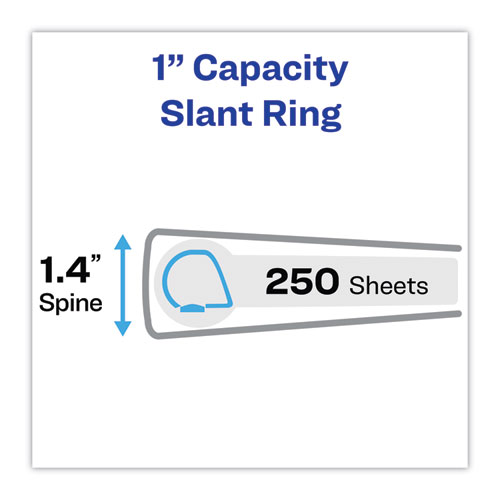 Picture of Heavy-Duty Non Stick View Binder with DuraHinge and Slant Rings, 3 Rings, 1" Capacity, 11 x 8.5, White, 4/Pack