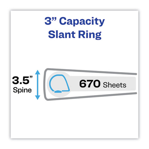 Picture of Heavy-Duty Non Stick View Binder with DuraHinge and Slant Rings, 3 Rings, 3" Capacity, 11 x 8.5, White, 2/Pack