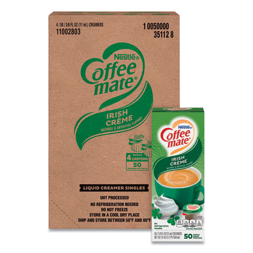 Picture of Liquid Coffee Creamer, Irish Creme, 0.38 oz Mini Cups, 50/Box, 4 Boxes/Carton, 200 Total/Carton