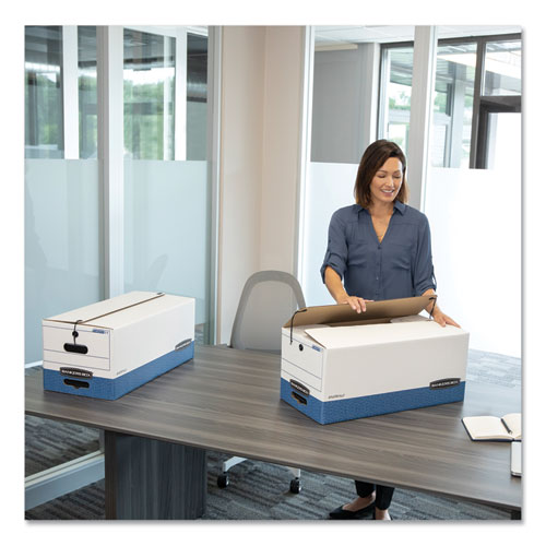 Picture of STOR/FILE Medium-Duty Strength Storage Boxes, Letter Files, 12.25" x 24.13" x 10.75", White/Blue, 4/Carton