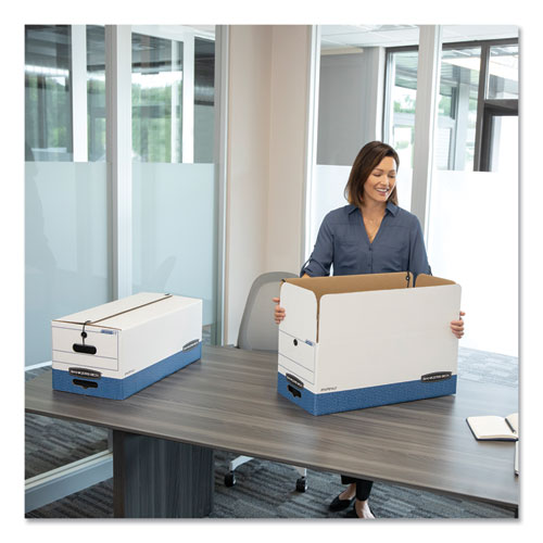 Picture of STOR/FILE Medium-Duty Strength Storage Boxes, Letter/Legal Files, 12.25" x 16" x 11", White/Blue, 4/Carton