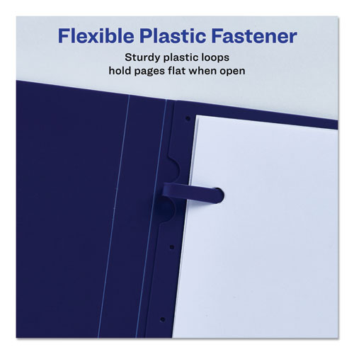 Picture of Lay Flat View Report Cover, Flexible Fastener, 0.5" Capacity, 8.5 x 11, Clear/Blue