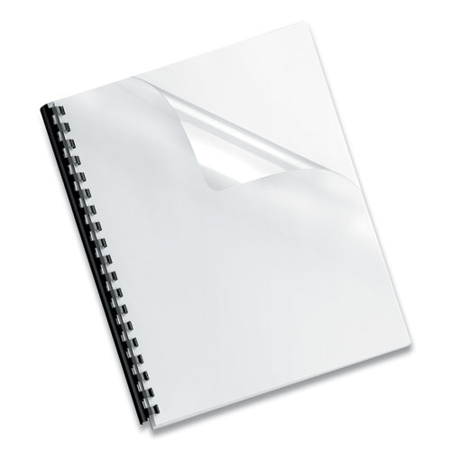 Picture of Crystals Transparent Presentation Covers for Binding Systems, Clear, with Round Corners, 11.25 x 8.75, Punched, 100/Pack