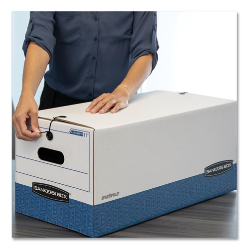 Picture of LIBERTY Heavy-Duty Strength Storage Boxes, Legal Files, 15.25" x 24.13" x 10.75", White/Blue, 12/Carton