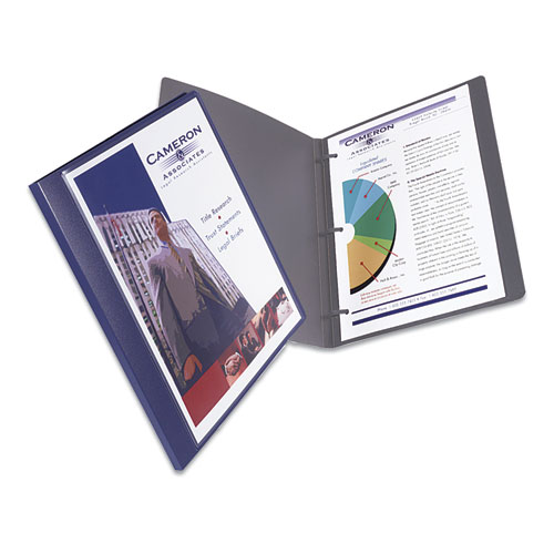 Picture of Lay Flat View Report Cover, Flexible Fastener, 0.5" Capacity, 8.5 x 11, Clear/Blue
