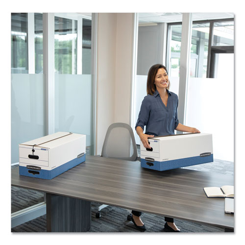 Picture of STOR/FILE Medium-Duty Strength Storage Boxes, Letter/Legal Files, 12.25" x 16" x 11", White/Blue, 4/Carton