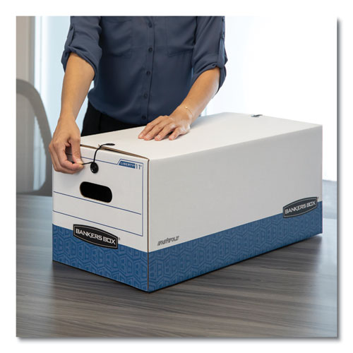 Picture of STOR/FILE Medium-Duty Strength Storage Boxes, Legal Files, 15.25" x 19.75" x 10.75", White/Blue, 4/Carton