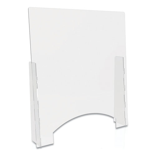 Picture of Counter Top Barrier with Pass Thru, 31.75" x 6" x 36", Polycarbonate, Clear, 2/Carton