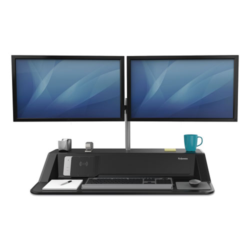 Picture of Lotus DX Sit-Stand Workstation, 32.75" x 24.25" x 5.5" to 22.5", Black