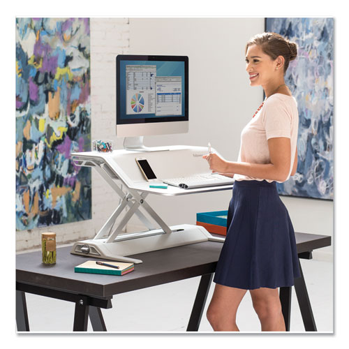 Picture of Lotus Sit-Stands Workstation, 32.75" x 24.25" x 5.5" to 22.5", White
