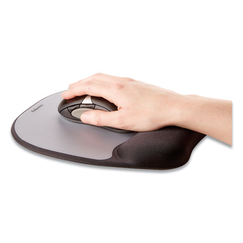 Picture of Memory Foam Mouse Pad with Wrist Rest, 7.93 x 9.25, Black/Silver