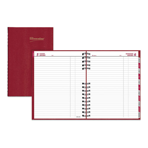 Picture of CoilPro Daily Planner, 10 x 7.88, Red Cover, 12-Month (Jan to Dec): 2025