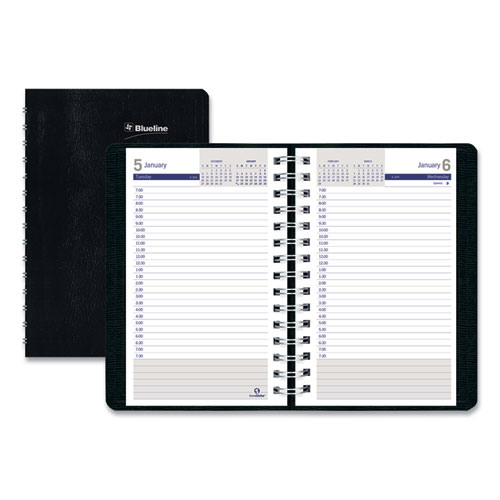 Picture of DuraGlobe Daily Planner, 30-Minute Appointments, 8 x 5, Black Cover, 12-Month (Jan to Dec): 2024