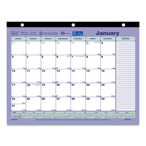 Monthly+Desk+Pad+Calendar%2C+3-Hole+Punched%2C+11+x+8.5%2C+White%2FBlue%2FGreen+Sheets%2C+Black+Binding%2C+12-Month+%28Jan+to+Dec%29%3A+2025