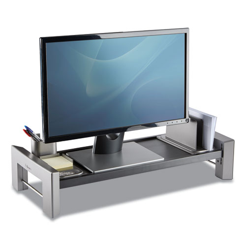 Picture of Professional Series Flat Panel Workstation, 25.88" x 11.5" x 2.5" to 4.5", Black/Silver, Supports 40 lbs