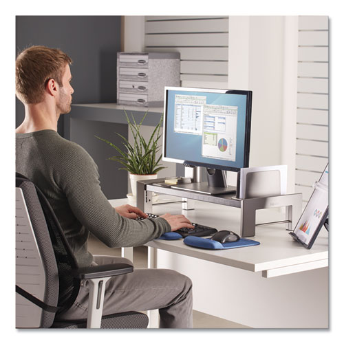 Picture of Professional Series Flat Panel Workstation, 25.88" x 11.5" x 2.5" to 4.5", Black/Silver, Supports 40 lbs