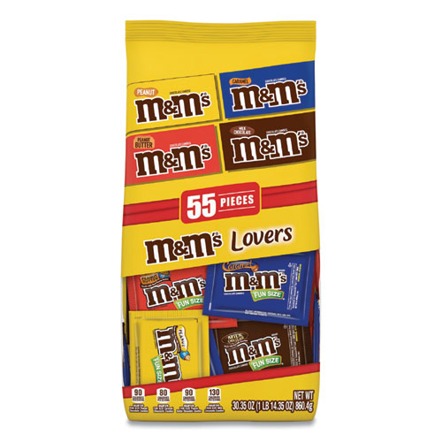 Picture of Fun Size Variety Mix, Caramel, Milk Chocolate, Peanut, Peanut Butter Flavors, 30.35 oz Bag, 55 Packs/Bag