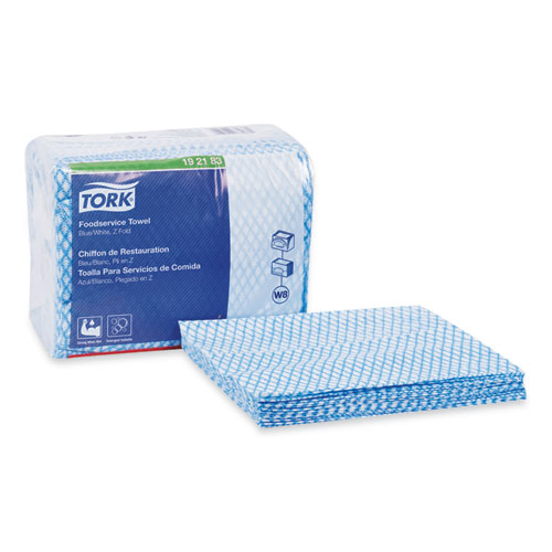 Picture of Small Pack Foodservice Cloth, 1-Ply, 11.75 x 14.75, Unscented, Blue/White, 80/Poly Pack, 4 Packs/Carton