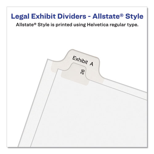 Picture of Preprinted Legal Exhibit Side Tab Index Dividers, Allstate Style, 26-Tab, Exhibit A to Exhibit Z, 11 x 8.5, White, 1 Set