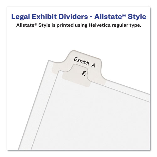 Picture of Preprinted Legal Exhibit Side Tab Index Dividers, Allstate Style, 10-Tab, 38, 11 x 8.5, White, 25/Pack