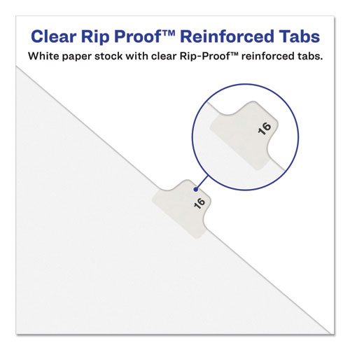 Picture of Preprinted Legal Exhibit Side Tab Index Dividers, Avery Style, 10-Tab, 6, 11 x 8.5, White, 25/Pack