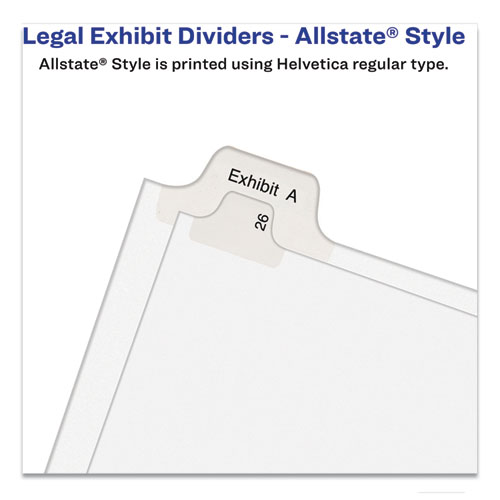 Picture of Preprinted Legal Exhibit Side Tab Index Dividers, Allstate Style, 10-Tab, 1, 11 x 8.5, White, 25/Pack