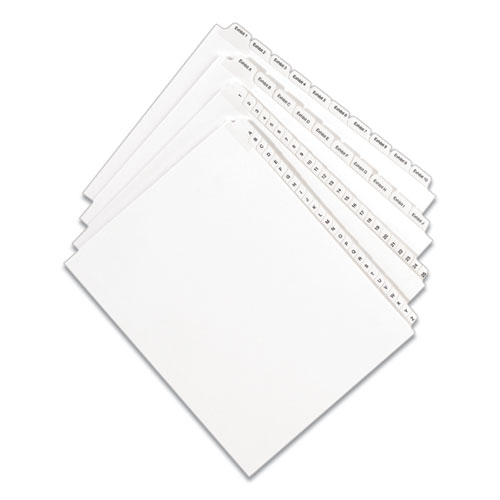 Picture of Preprinted Legal Exhibit Side Tab Index Dividers, Allstate Style, 10-Tab, 1, 11 x 8.5, White, 25/Pack