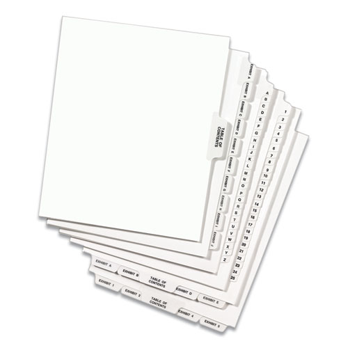 Picture of Preprinted Legal Exhibit Side Tab Index Dividers, Avery Style, 11-Tab, 1 to 10, 11 x 8.5, White, 1 Set