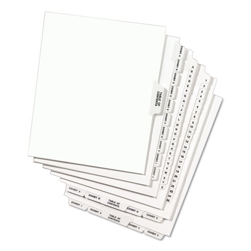 Picture of Preprinted Legal Exhibit Side Tab Index Dividers, Avery Style, 26-Tab, D, 11 x 8.5, White, 25/Pack, (1404)