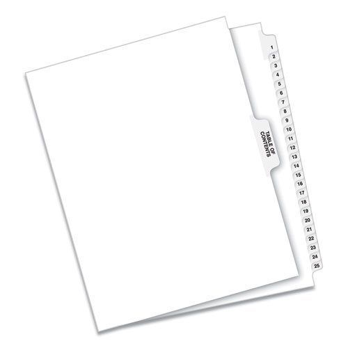 Picture of Preprinted Legal Exhibit Side Tab Index Dividers, Avery Style, 25-Tab, 1 to 25, 11 x 8.5, White, 1 Set