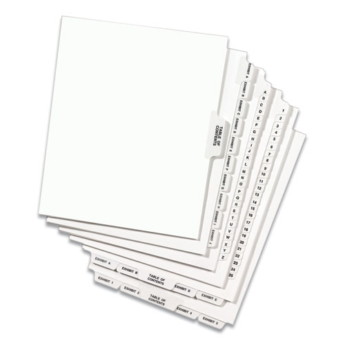 Picture of Preprinted Legal Exhibit Side Tab Index Dividers, Avery Style, 26-Tab, A, 11 x 8.5, White, 25/Pack, (1401)